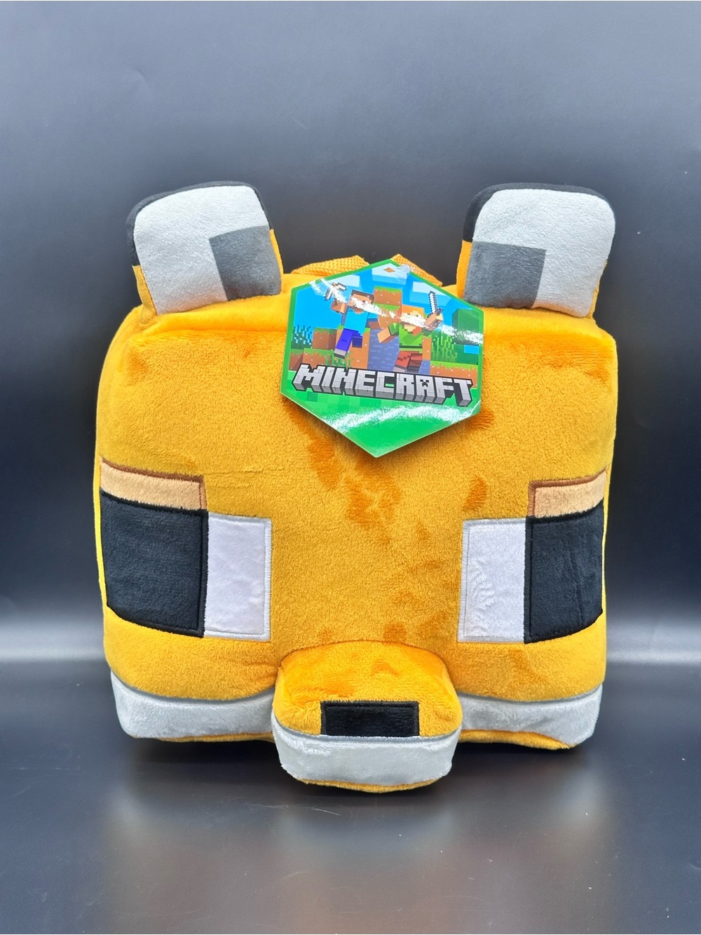 Minecraft Fox Plush Backpack Orange Black and Grey Accent Kids Toy Mojang